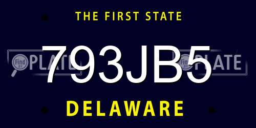 793JB5 Delaware License Plate
