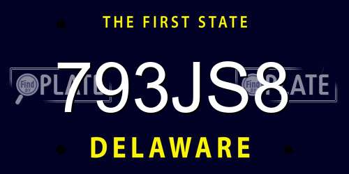 793JS8 Delaware License Plate