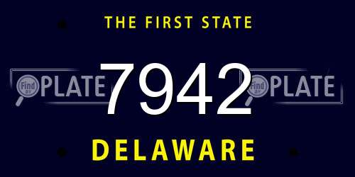 7942 Delaware License Plate