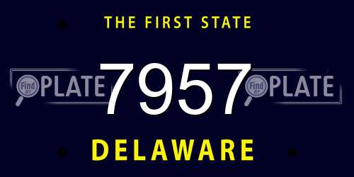 7957 Delaware License Plate
