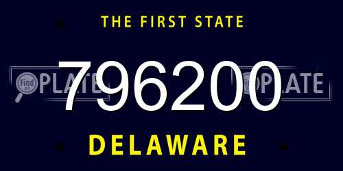 796200 Delaware License Plate