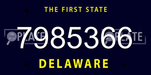 7985366 Delaware License Plate