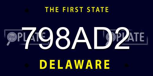 798AD2 Delaware License Plate