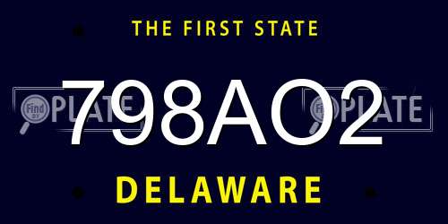 798AO2 Delaware License Plate