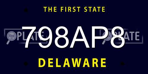798AP8 Delaware License Plate