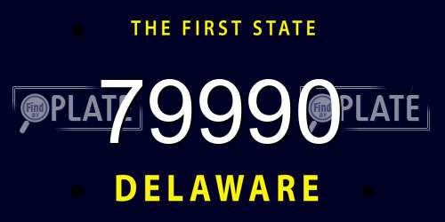 79990 Delaware License Plate