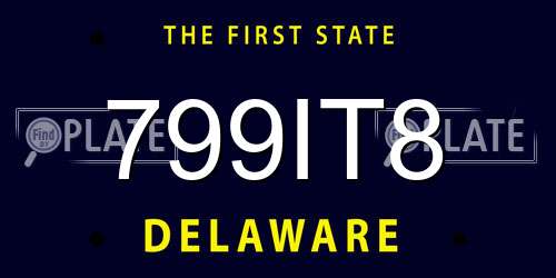 799IT8 Delaware License Plate