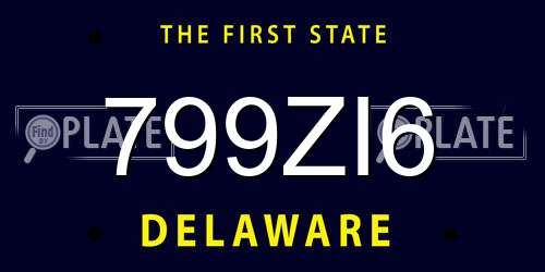 799ZI6 Delaware License Plate
