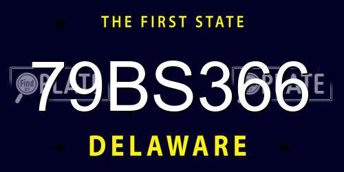 79BS366 Delaware License Plate