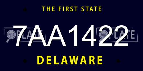 7AA1422 Delaware License Plate