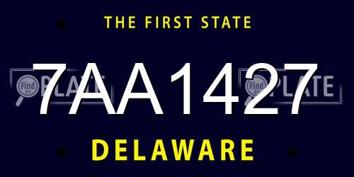 7AA1427 Delaware License Plate