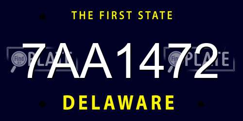 7AA1472 Delaware License Plate