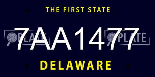 7AA1477 Delaware License Plate