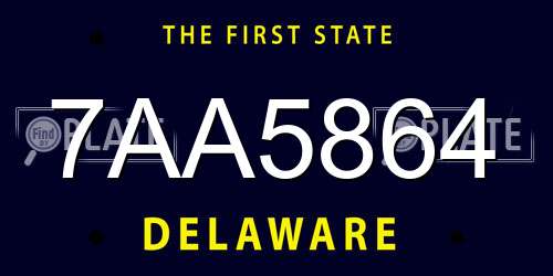 7AA5864 Delaware License Plate