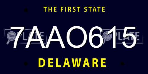7AAO615 Delaware License Plate