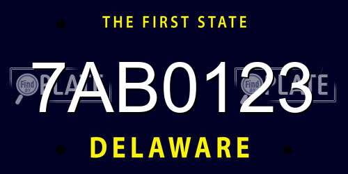 7AB0123 Delaware License Plate