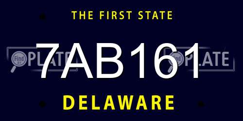7AB161 Delaware License Plate