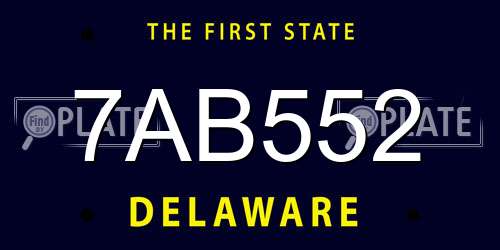 7AB552 Delaware License Plate