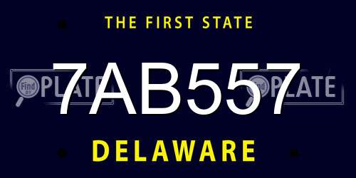 7AB557 Delaware License Plate