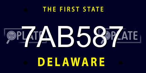 7AB587 Delaware License Plate
