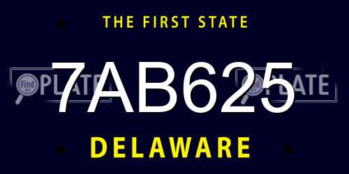 7AB625 Delaware License Plate