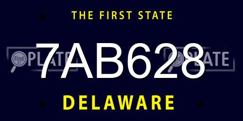 7AB628 Delaware License Plate