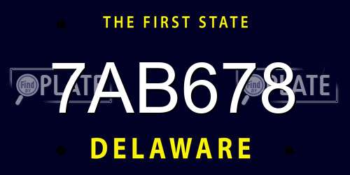 7AB678 Delaware License Plate