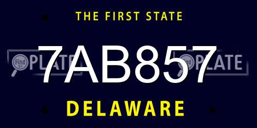 7AB857 Delaware License Plate