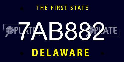 7AB882 Delaware License Plate