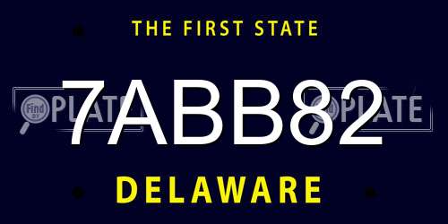 7ABB82 Delaware License Plate