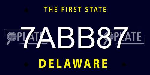 7ABB87 Delaware License Plate