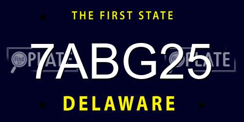 7ABG25 Delaware License Plate