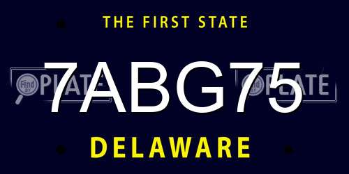 7ABG75 Delaware License Plate