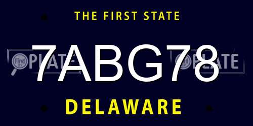 7ABG78 Delaware License Plate