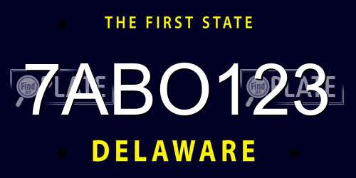 7ABO123 Delaware License Plate