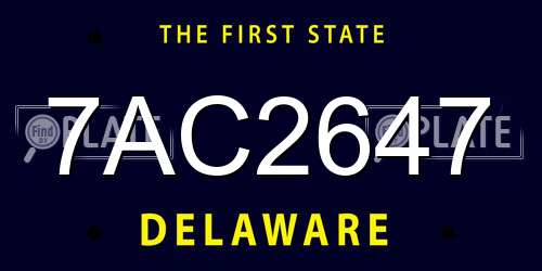 7AC2647 Delaware License Plate