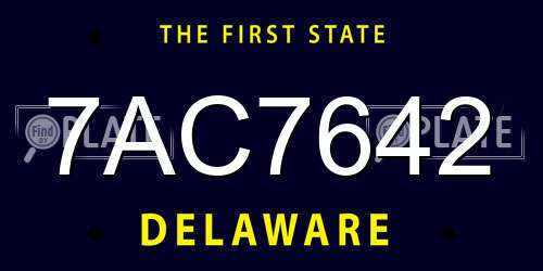 7AC7642 Delaware License Plate