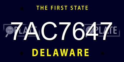 7AC7647 Delaware License Plate