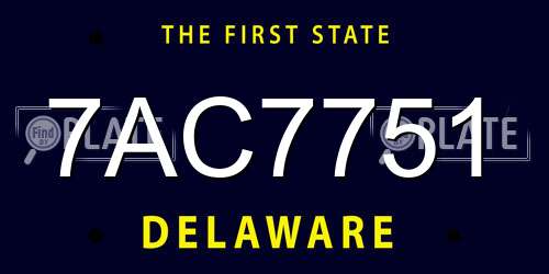 7AC7751 Delaware License Plate