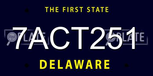 7ACT251 Delaware License Plate