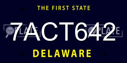 7ACT642 Delaware License Plate