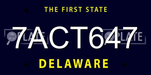 7ACT647 Delaware License Plate