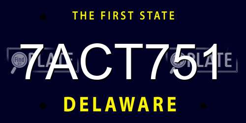 7ACT751 Delaware License Plate