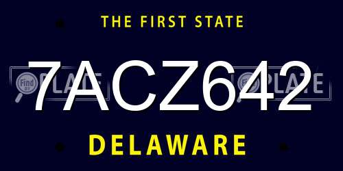 7ACZ642 Delaware License Plate