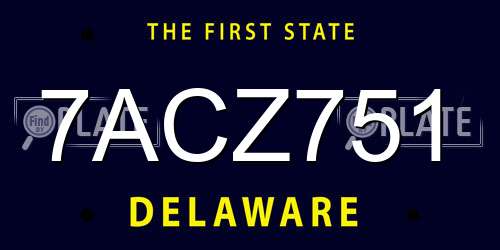 7ACZ751 Delaware License Plate