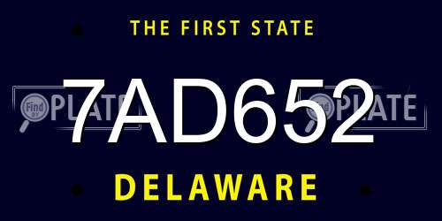 7AD652 Delaware License Plate