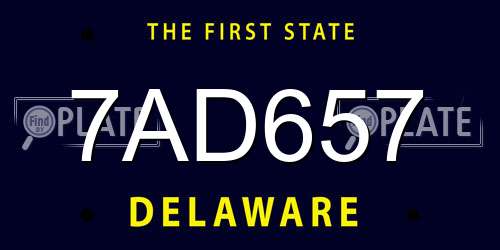 7AD657 Delaware License Plate