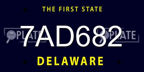 7AD682 Delaware License Plate