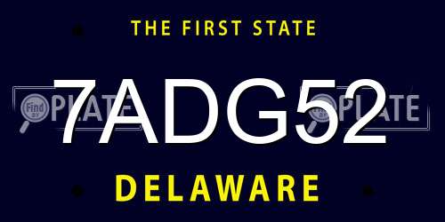 7ADG52 Delaware License Plate