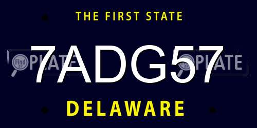 7ADG57 Delaware License Plate